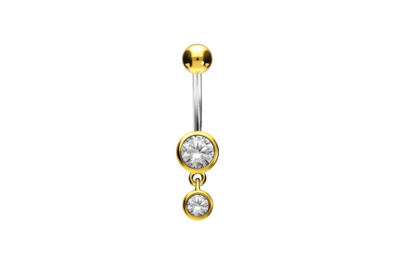Titan Bananabell Piercing mit 925er Silber-Design 2 KRISTALLE